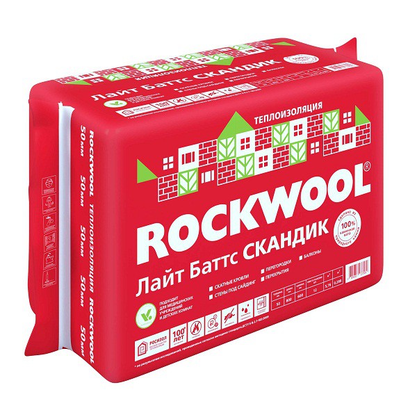 Один з країв плит «Rockwool Лайт Баттс Скандік» здатний пружинити, що полегшує монтажні роботи на дерев'яні або металеві каркаси